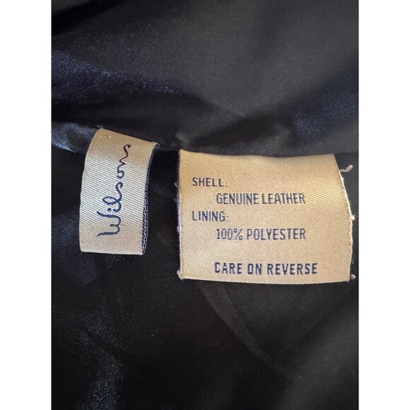 Wilsons Vintage Women USA Stars Stripes Leather Jacket Red Brown M Motorcycle - Picture 8 of 12